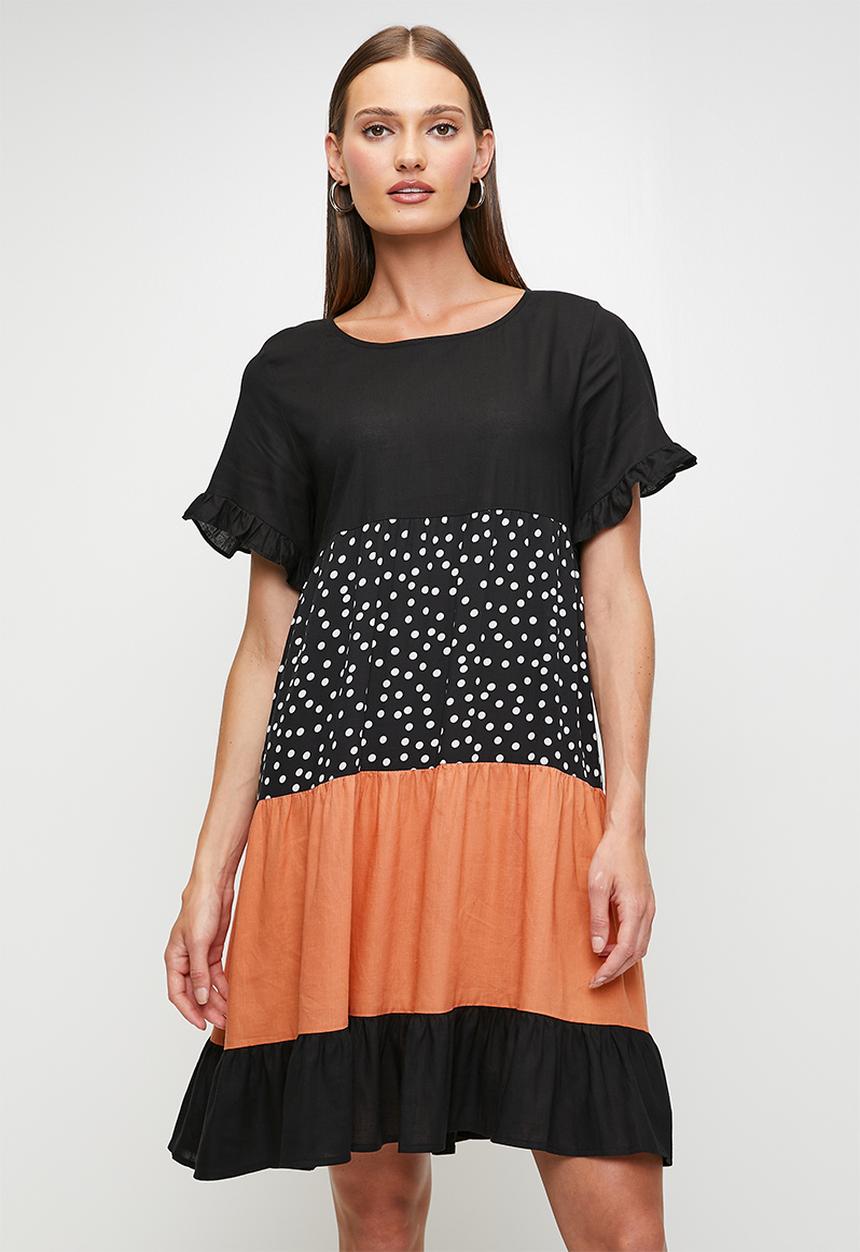 Stella Morgan - S/S With Flutter Babydoll Mini Dress With Tiers - Multi 