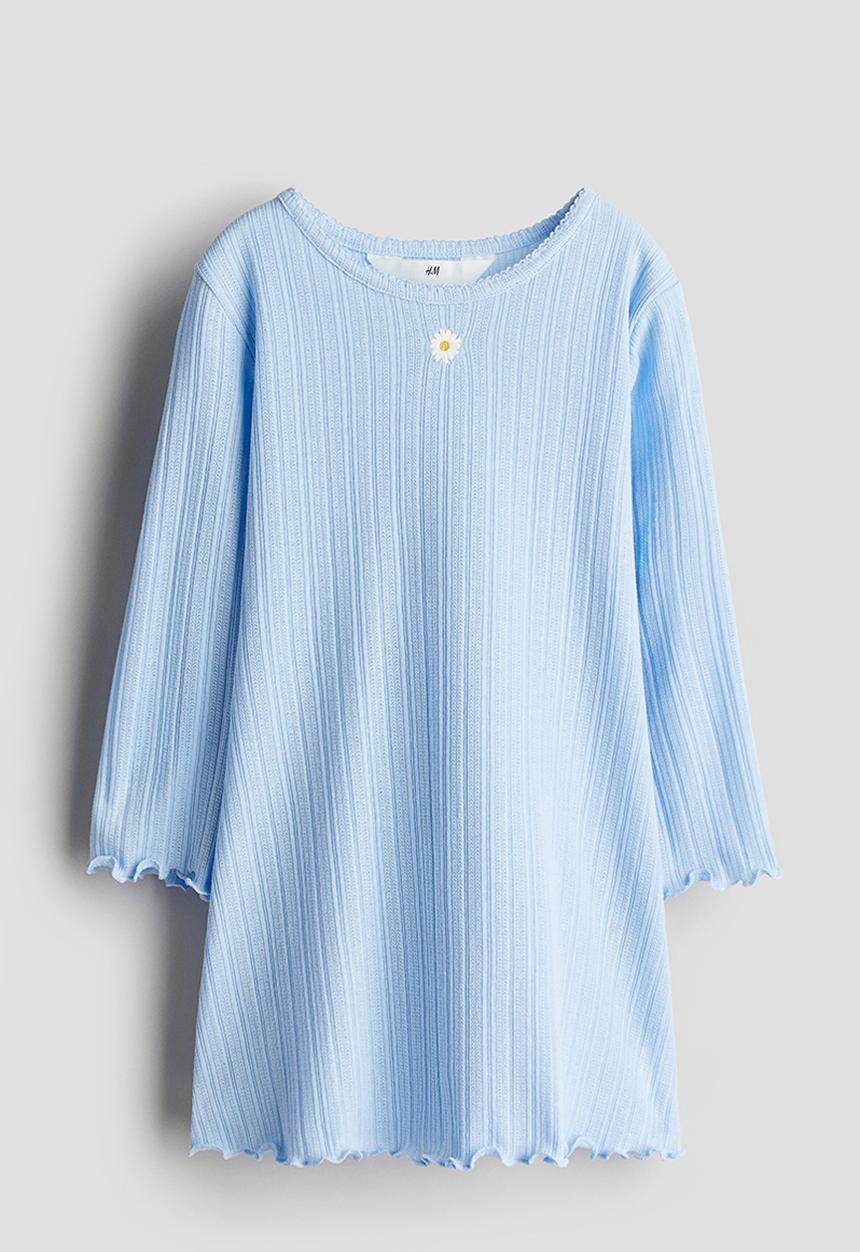 H&M - Long-sleeved jersey dress - blue flower