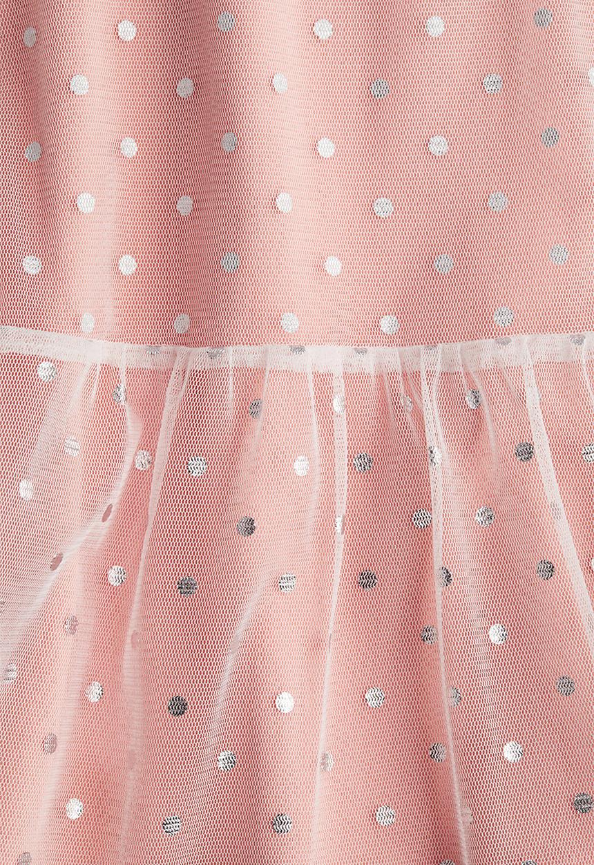 H&M - Foil-print tulle dress - light pink/spotted