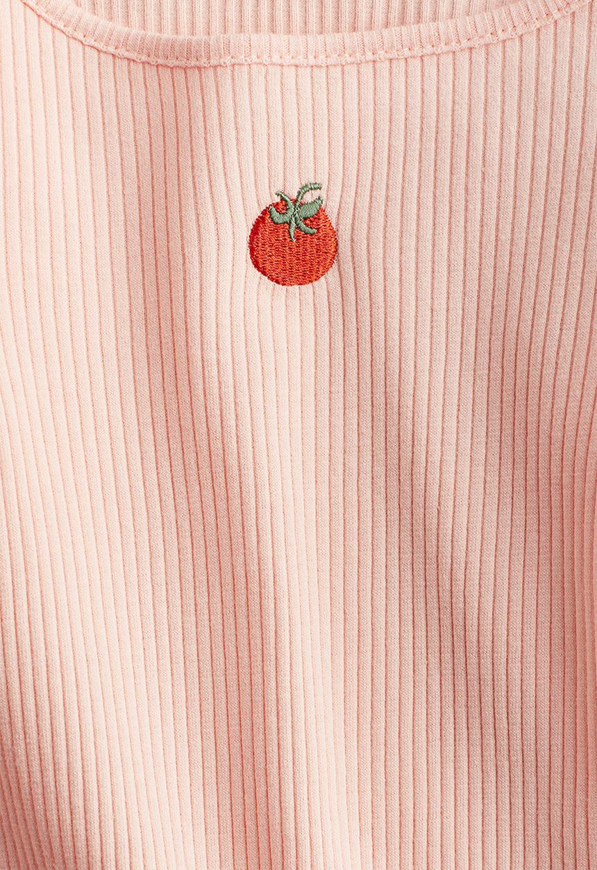 H&M - Flounced cotton jersey top - light peach tomato