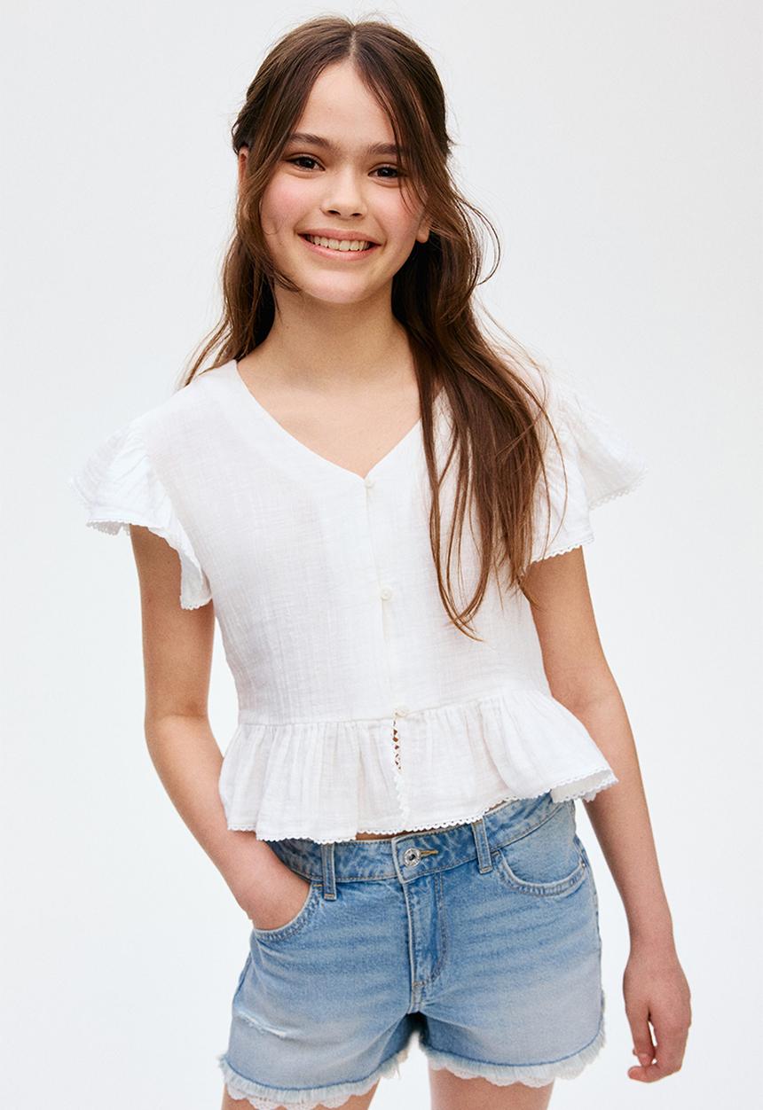 H&M - Cotton muslin blouse - white