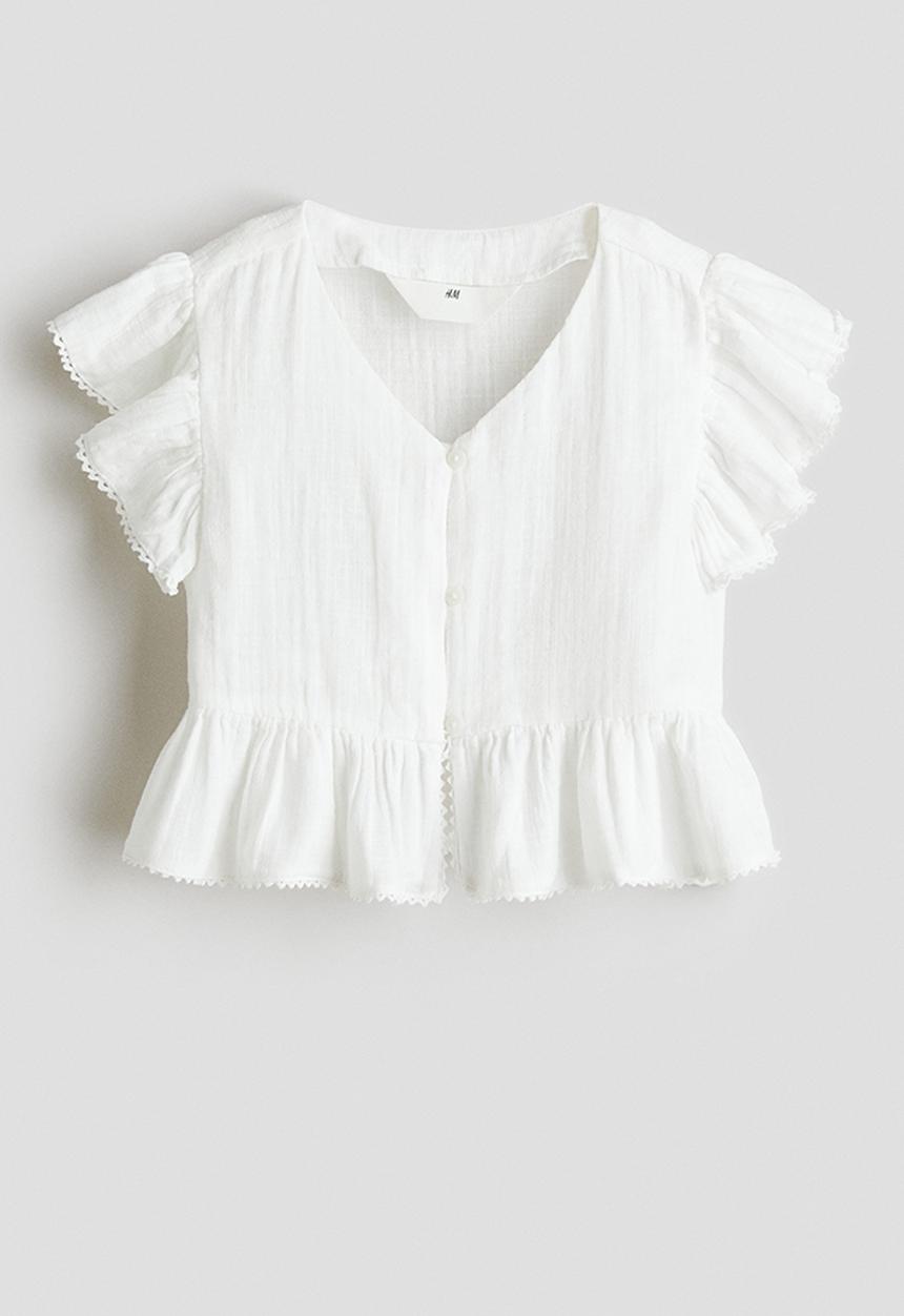 H&M - Cotton muslin blouse - white