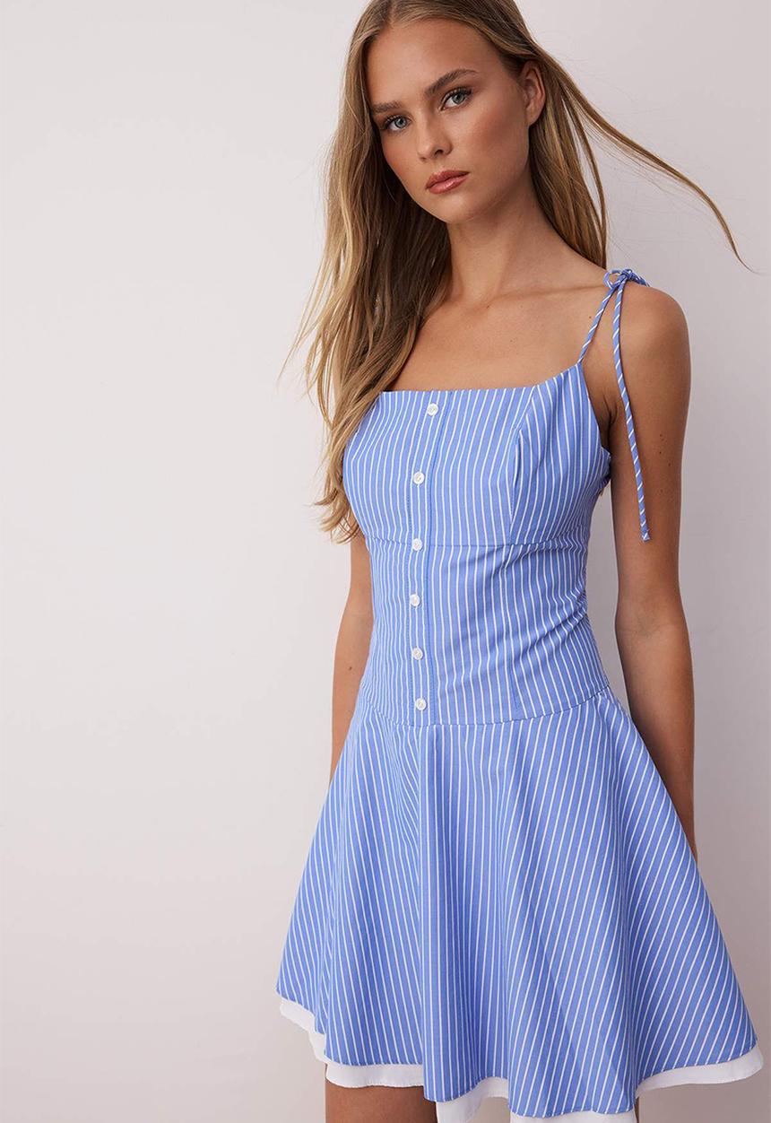 Trendyol - Mini Aline Woven Dress - Blue
