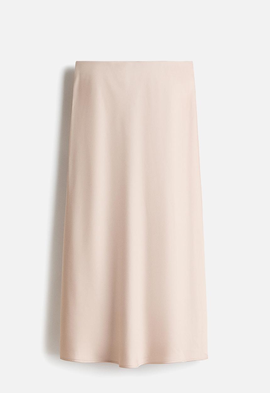 H&M - Satin slip skirt - light beige