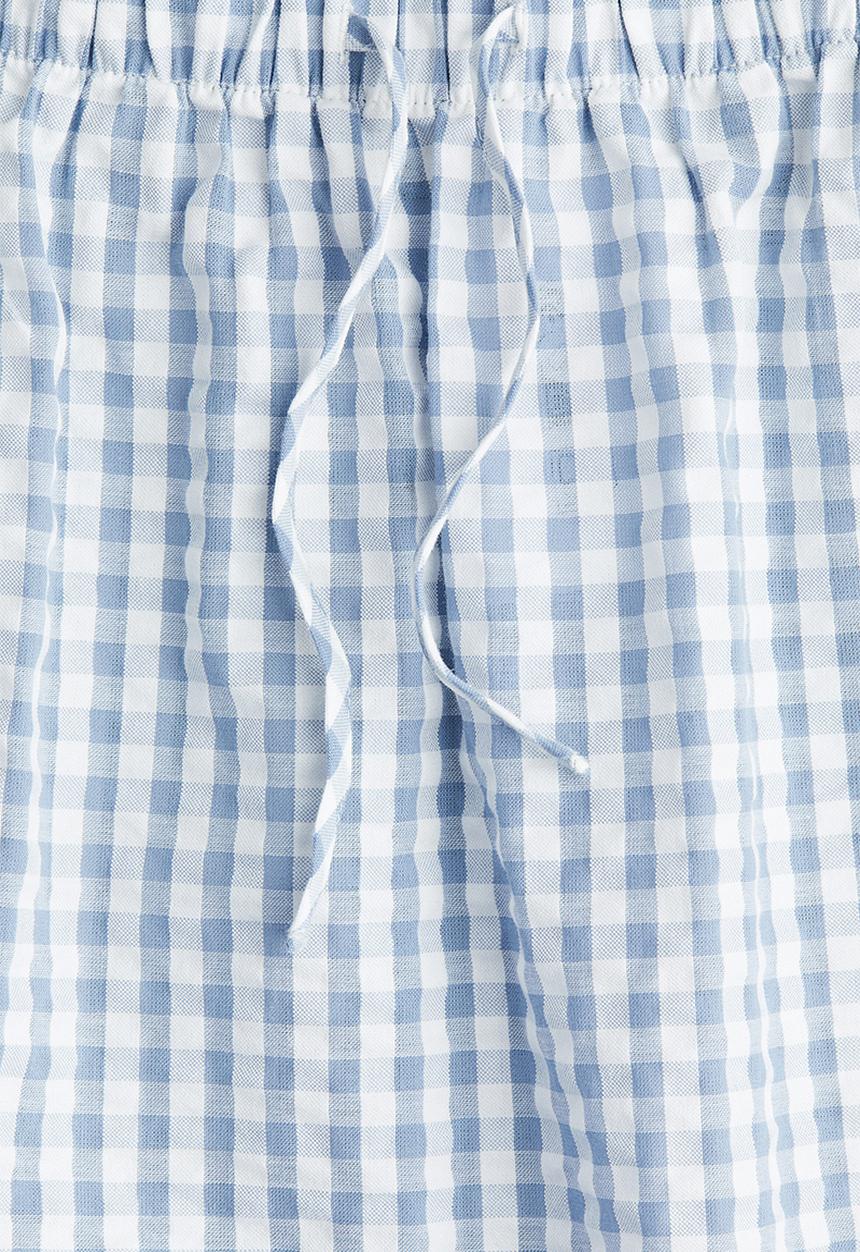 H&M - Tiered cotton skirt - light blue/gingham check