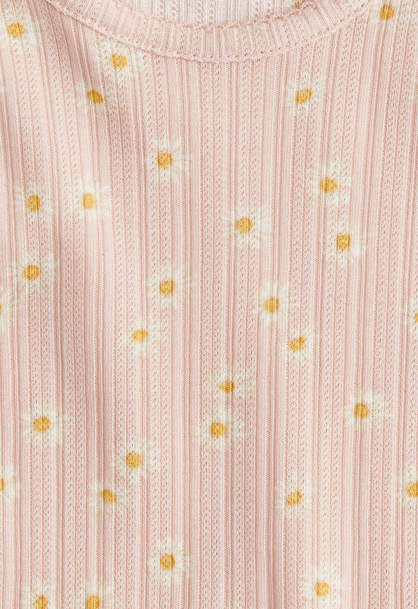 H&M - Long-sleeved jersey dress - light pink floral