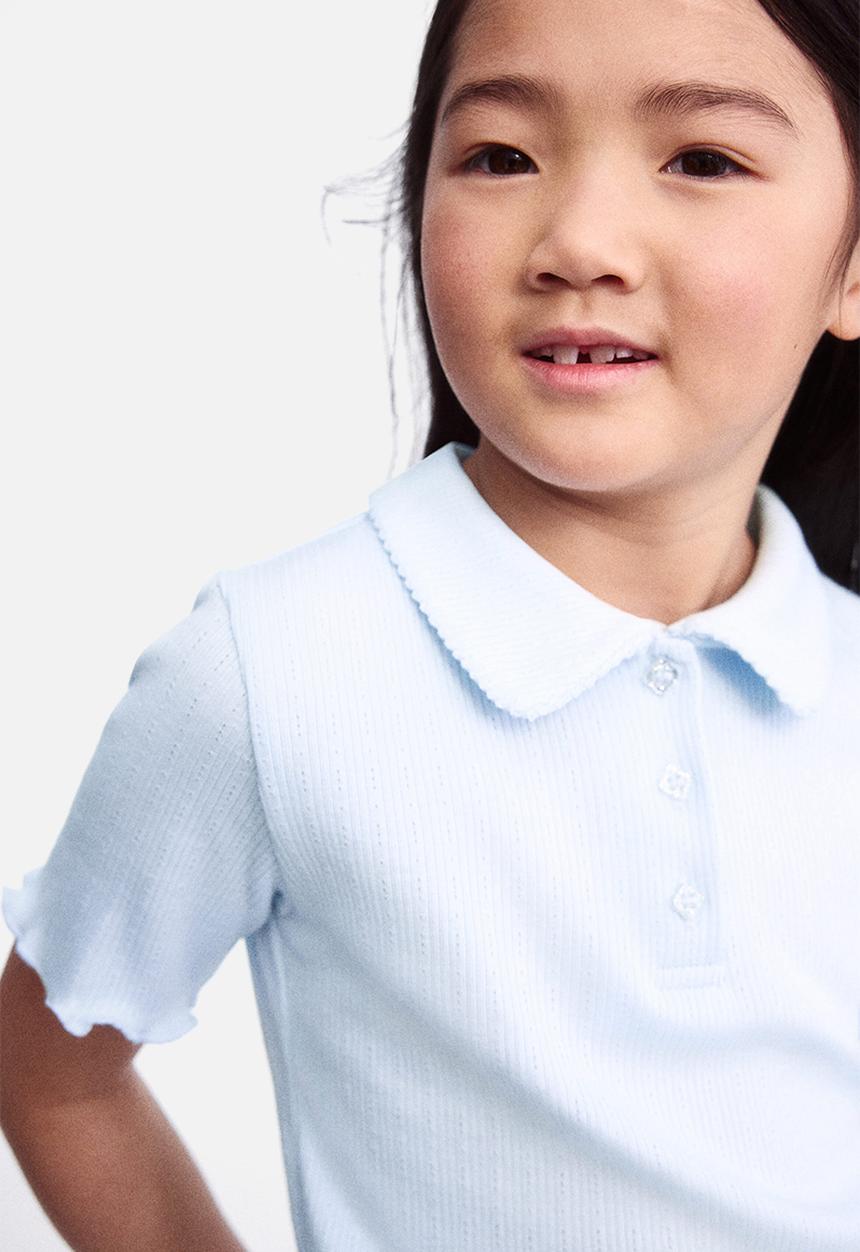 H&M - Ribbed pointelle jersey top - light blue