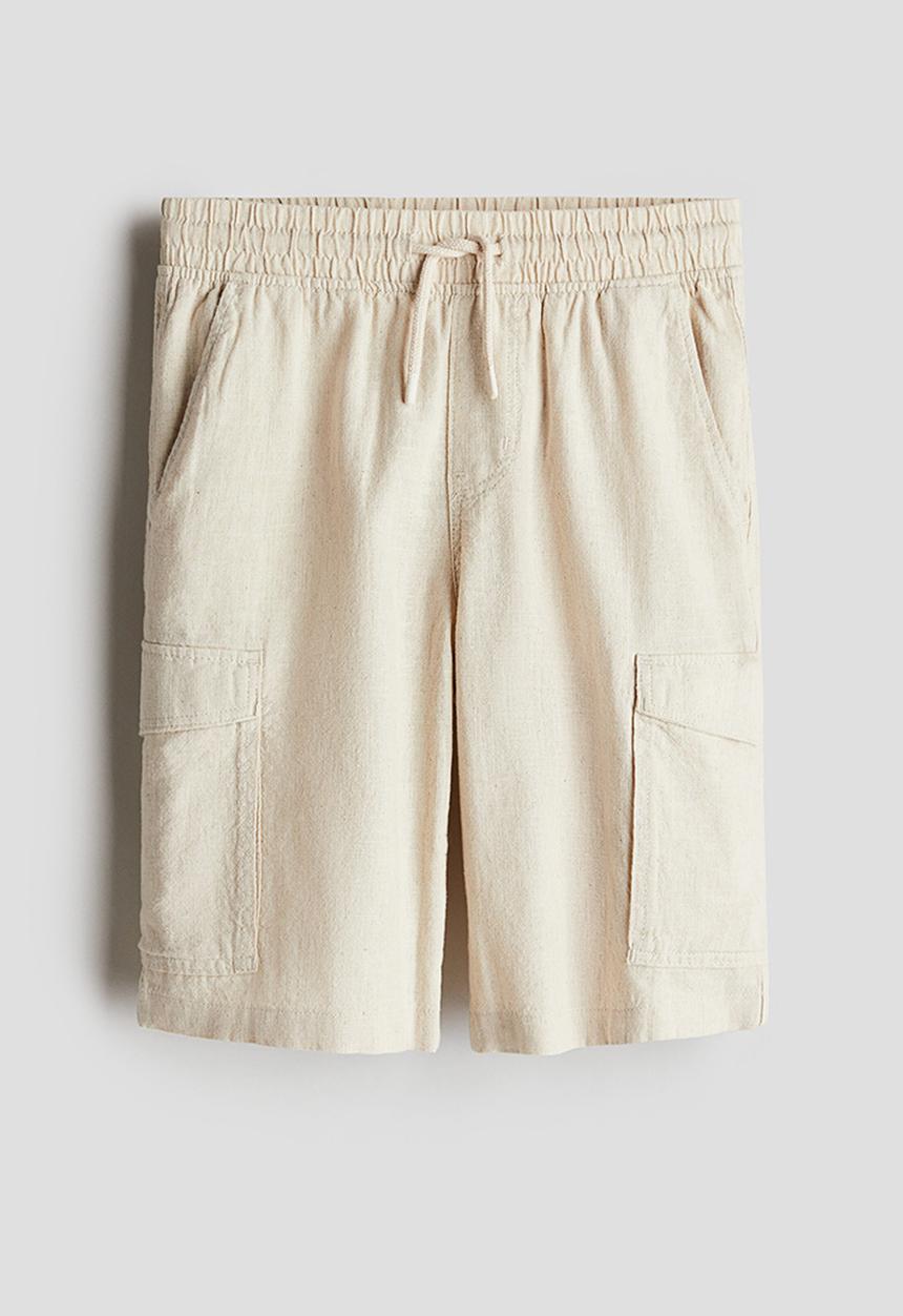 H&M - Linen-blend cargo shorts - light beige