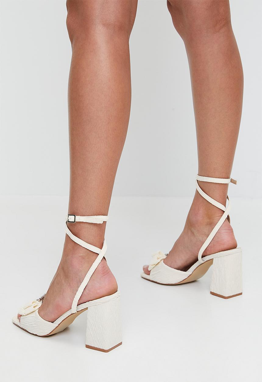 Be Mine - Kiara block ankle strap heel - ivory satin