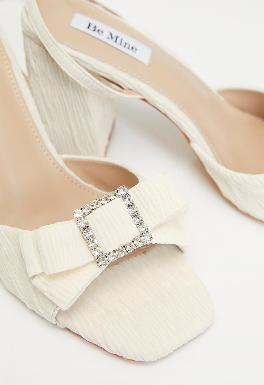 Be Mine - Kiara block ankle strap heel - ivory satin