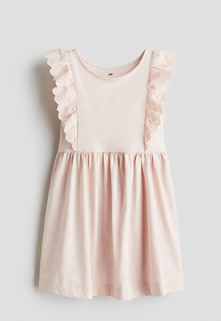 H&M - Frill-trimmed cotton dress - light pink