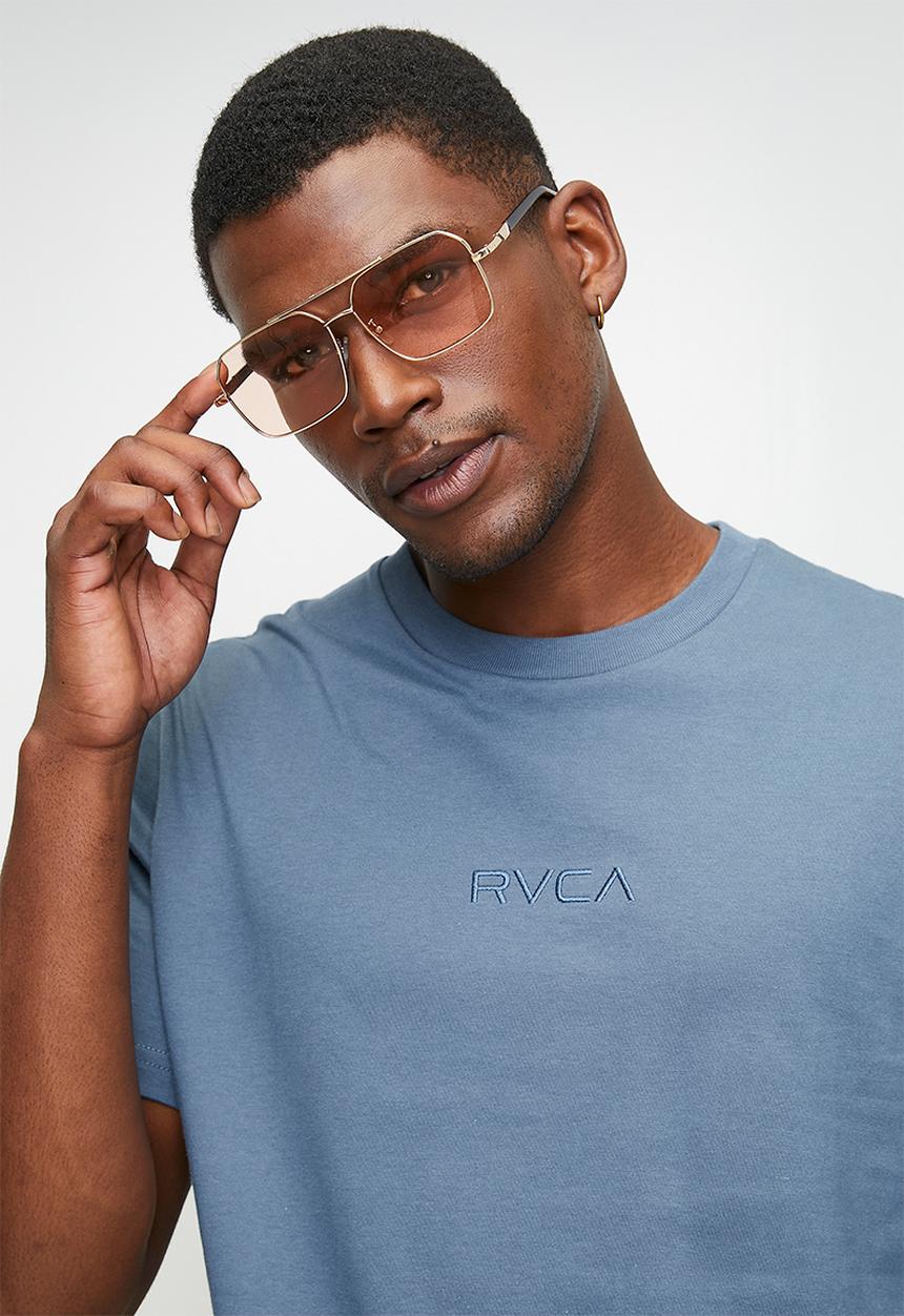 RVCA - Small Rvca Ss  - Vintage Navy - Blue Logo