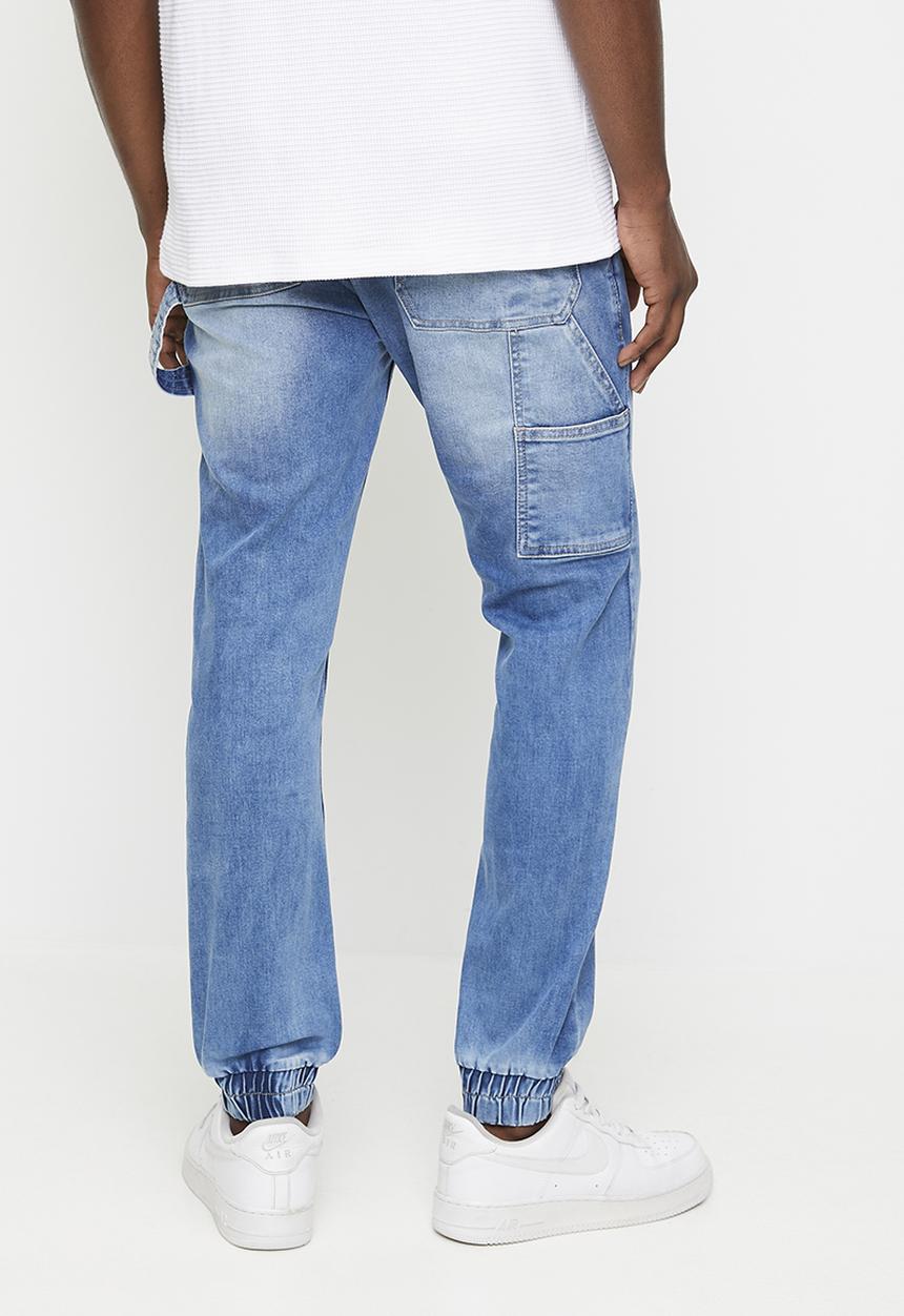 Brave Soul - Cuffed Carpenter Denim Jean - Light Blue Long Length
