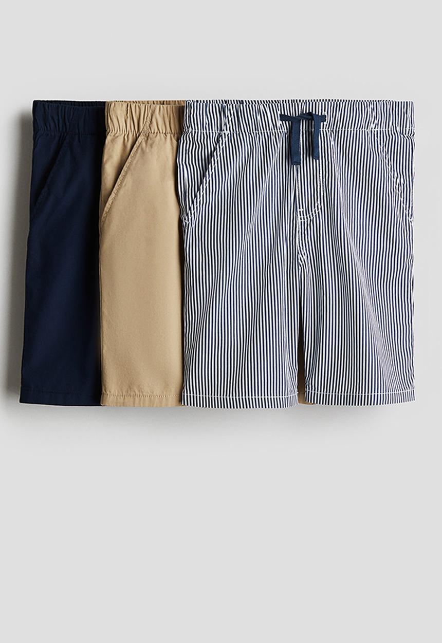 H&M - 3-pack cotton shorts - blue
