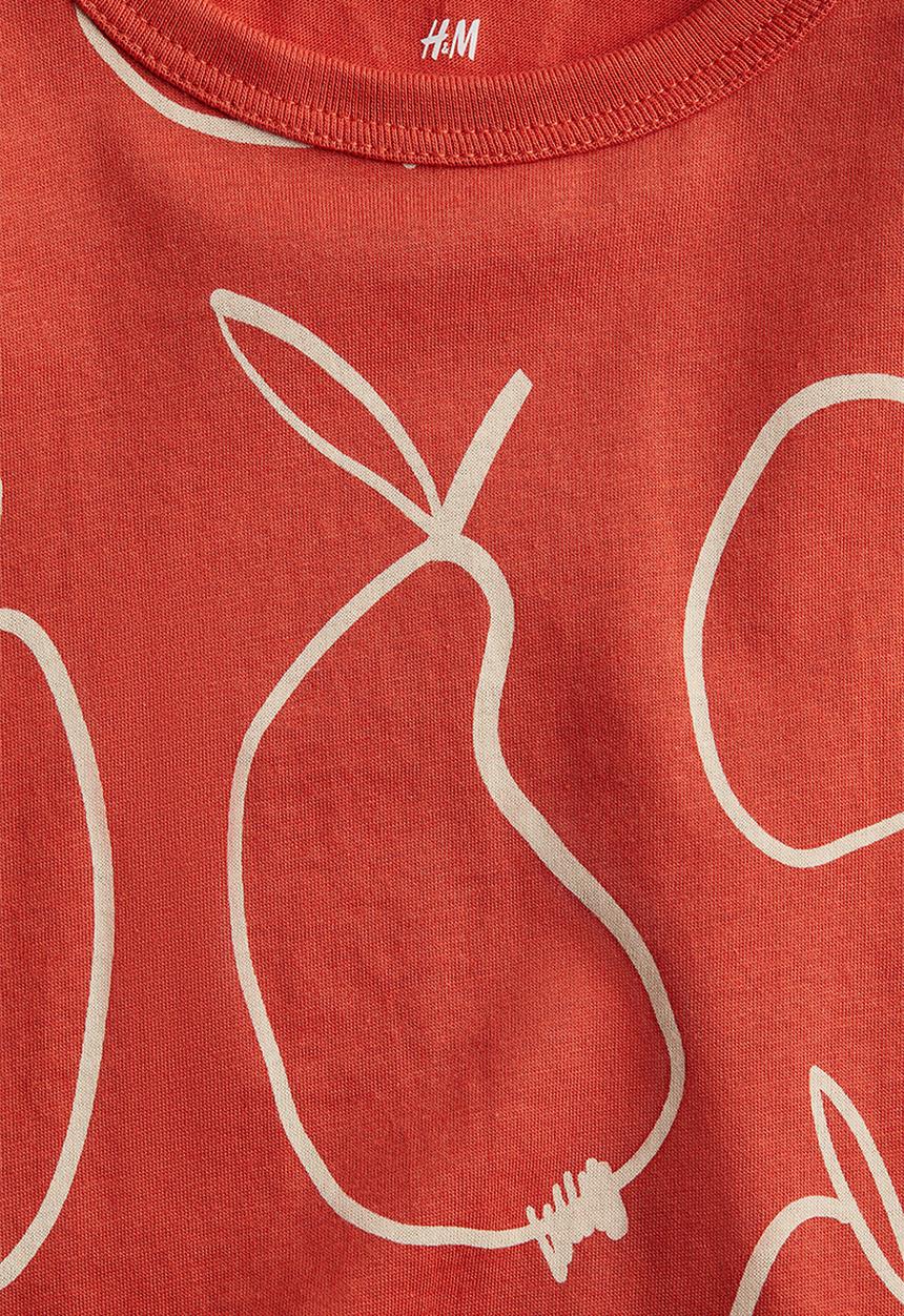 H&M - Printed cotton T-shirt -  orange/apples