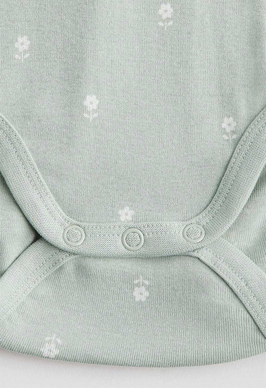 H&M - 2-pack short-sleeved bodysuits -  light green/floral 
