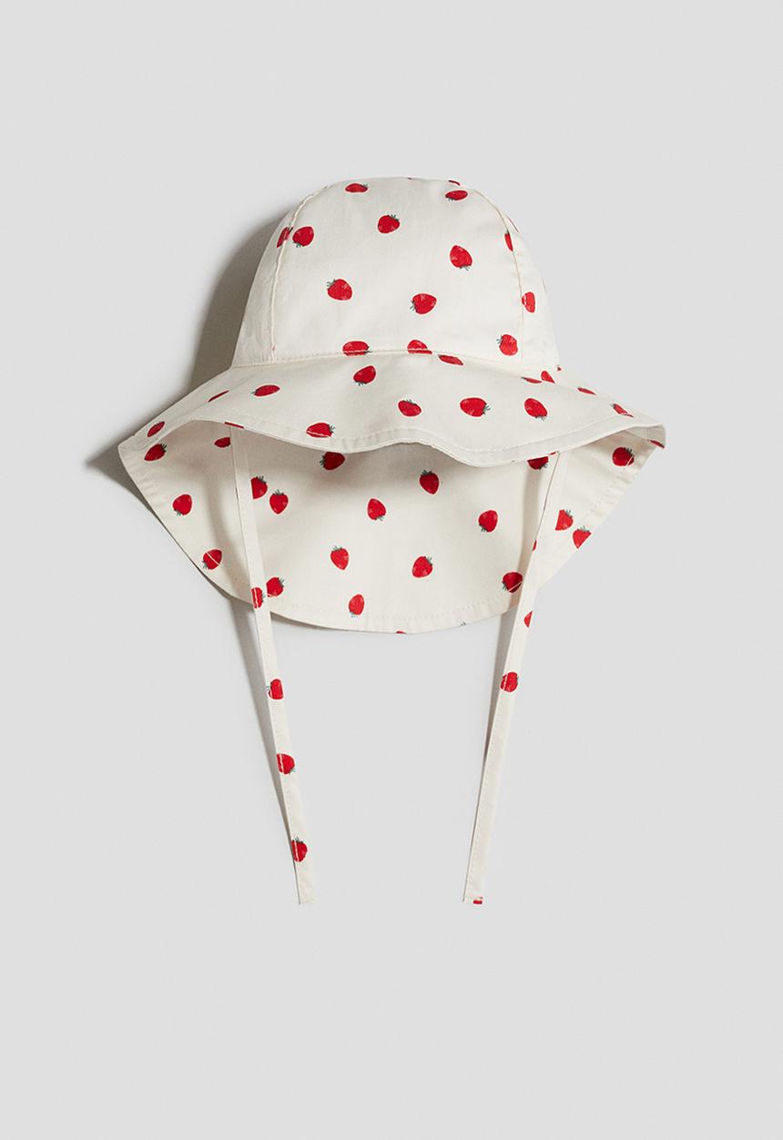 H&M - Patterned cotton sun hat - cream/strawberries 