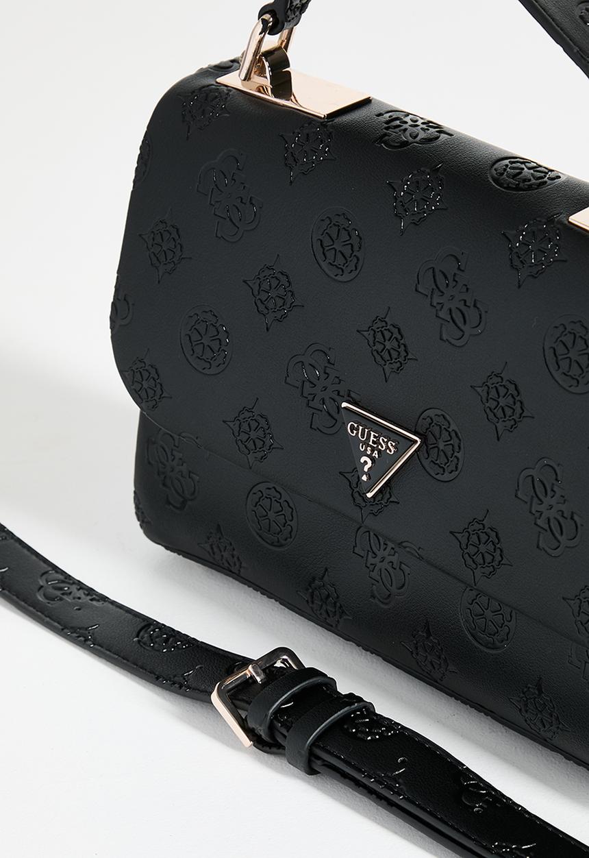 GUESS - Tisha Top Handle Flap Bag - Black
