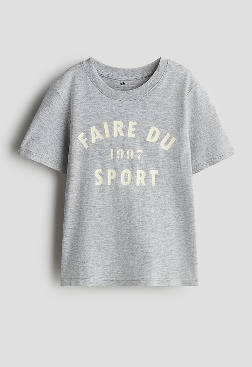 H&M - Printed T-shirt - grey/faire du sport 