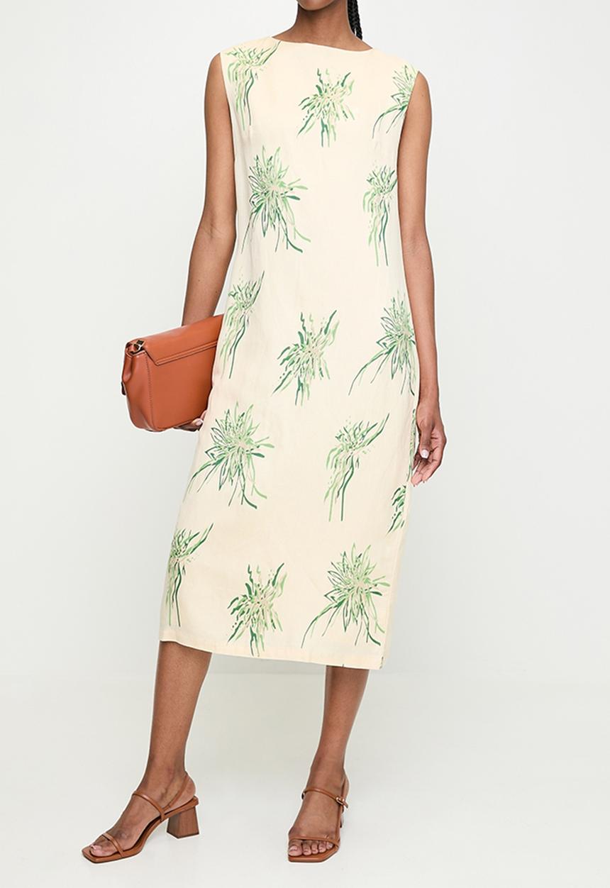 POLO - Wmn Nina s/l Printed Dress - Off White