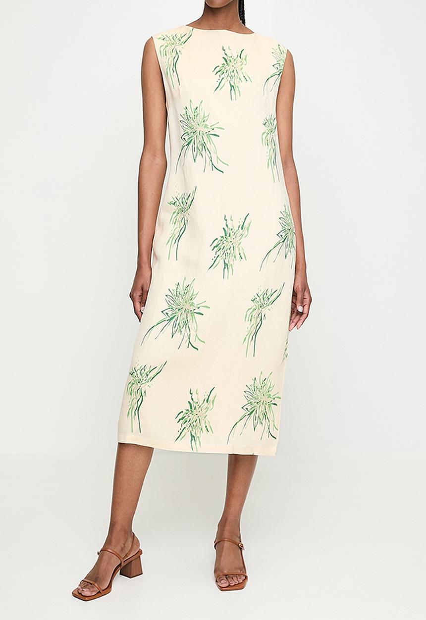 POLO - Wmn Nina s/l Printed Dress - Off White