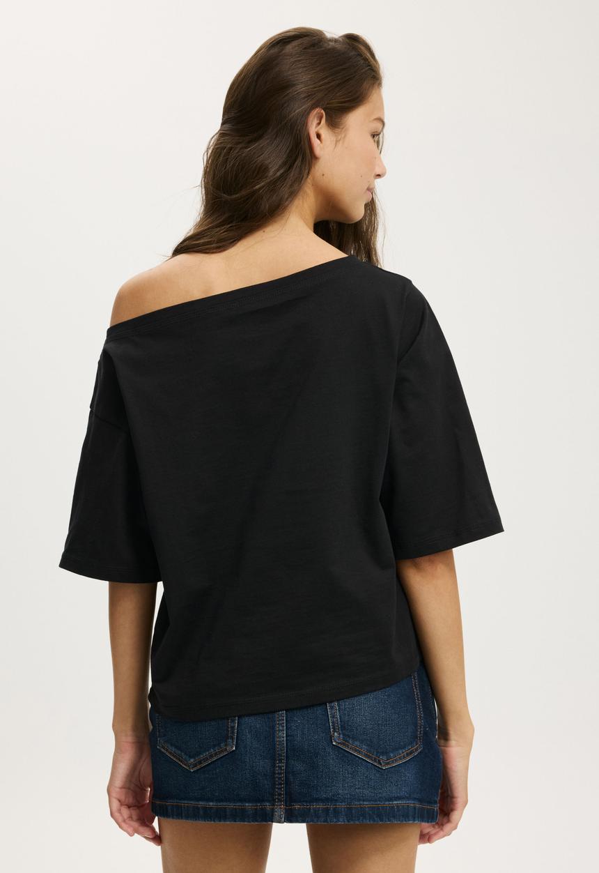 Cotton On - Billie off shoulder tee - black
