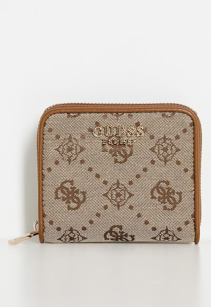GUESS - Neda Small Zip Around Wallet - Latte Logo  