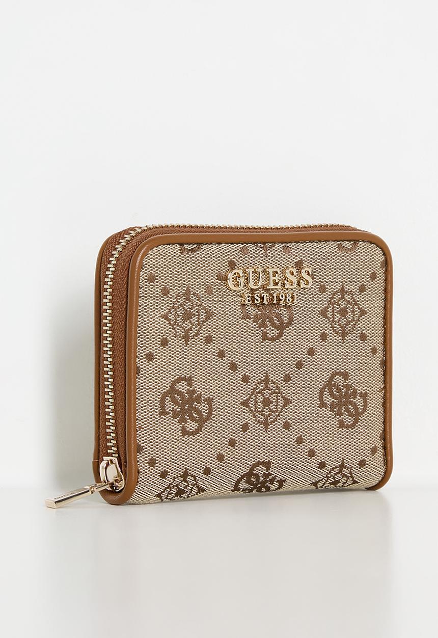 GUESS - Neda Small Zip Around Wallet - Latte Logo  