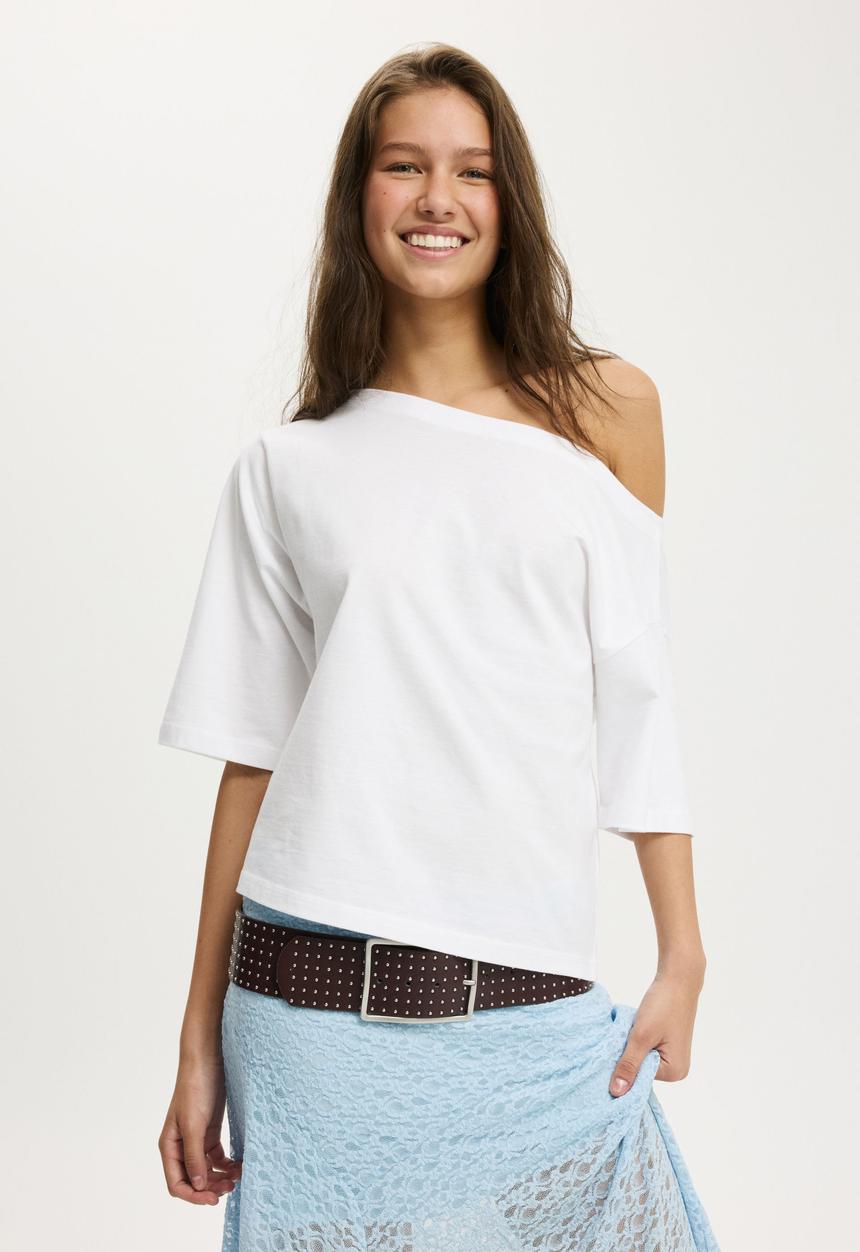 Cotton On - Billie off shoulder tee - white
