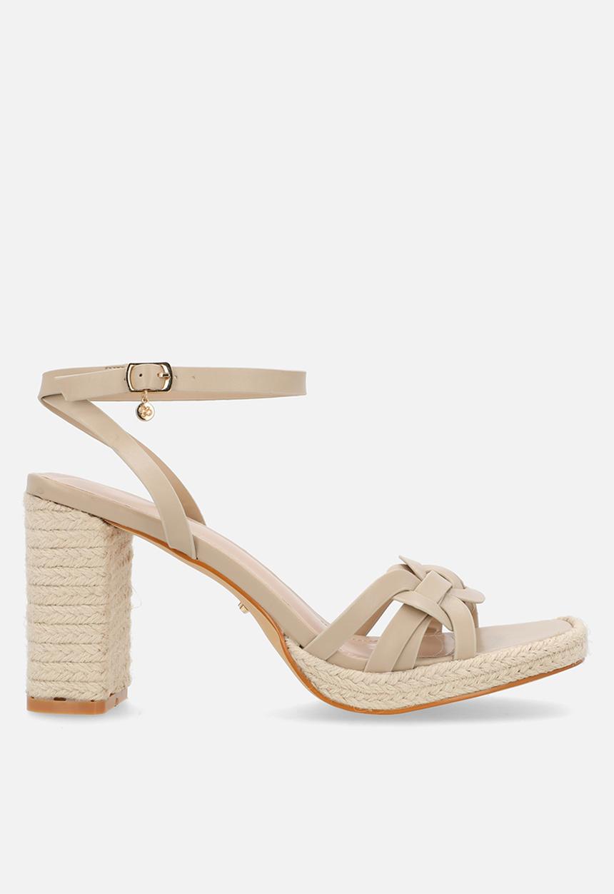 Miss Black - Reeba 1 platform rope block heel - neutral