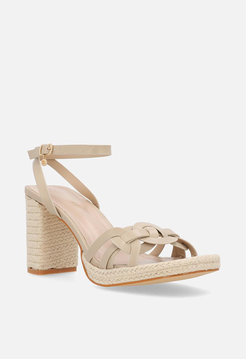 Miss Black - Reeba 1 platform rope block heel - neutral