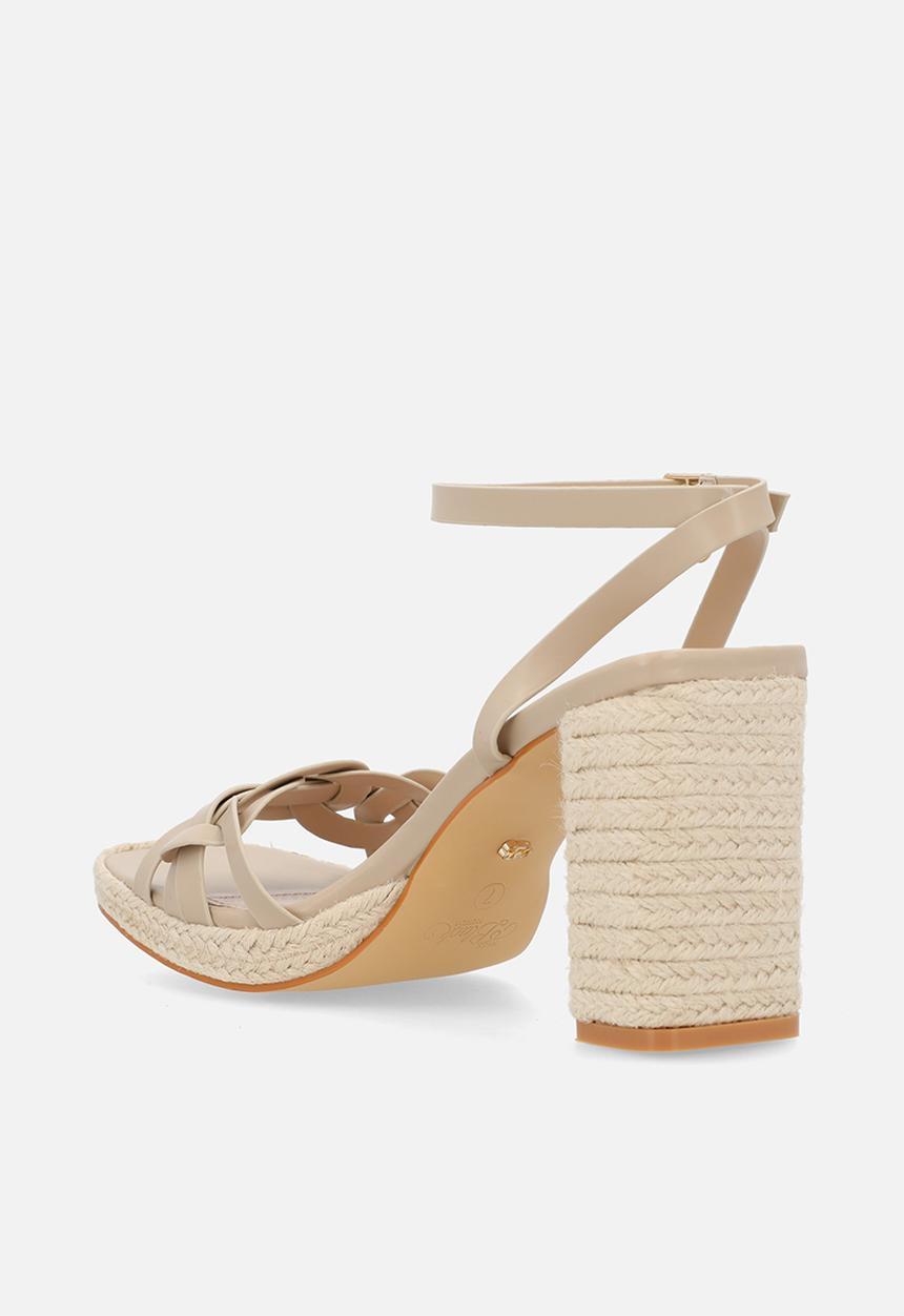 Miss Black - Reeba 1 platform rope block heel - neutral