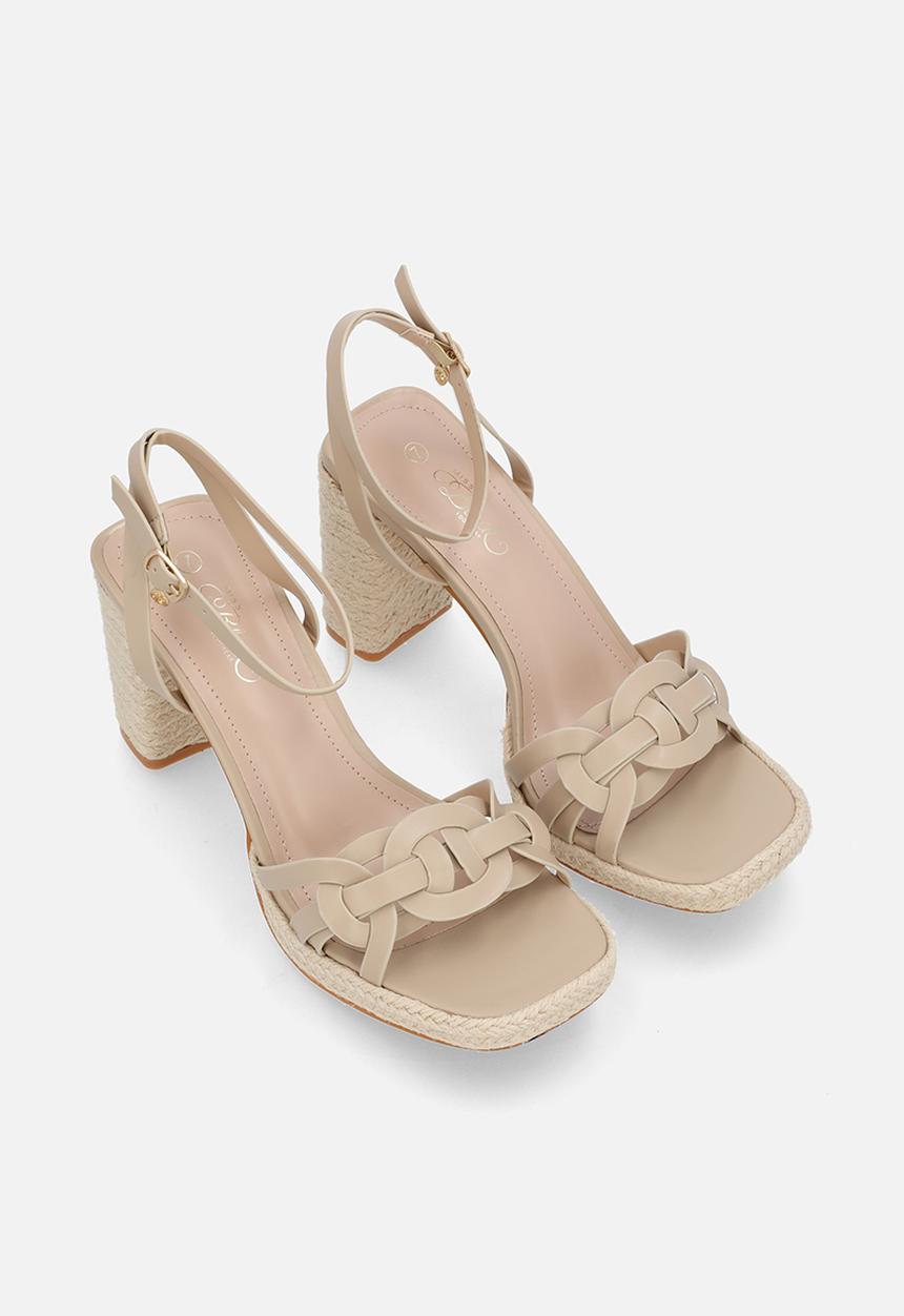 Miss Black - Reeba 1 platform rope block heel - neutral