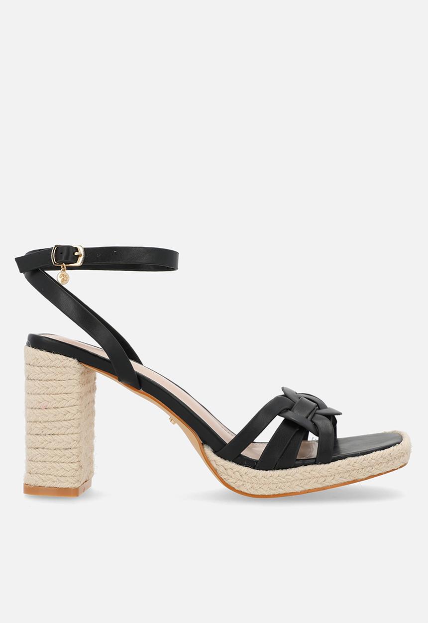 Miss Black - Reeba 1 platform rope block heel - black