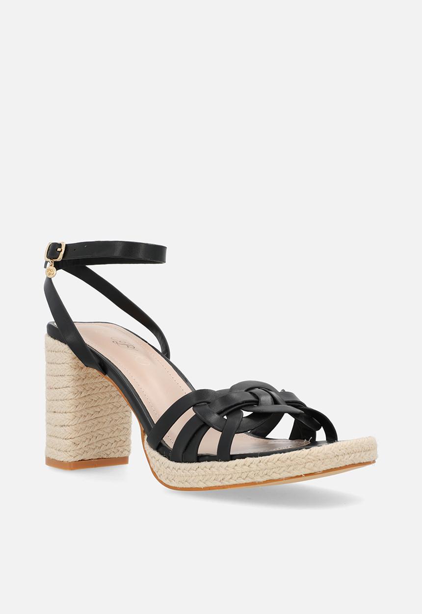 Miss Black - Reeba 1 platform rope block heel - black