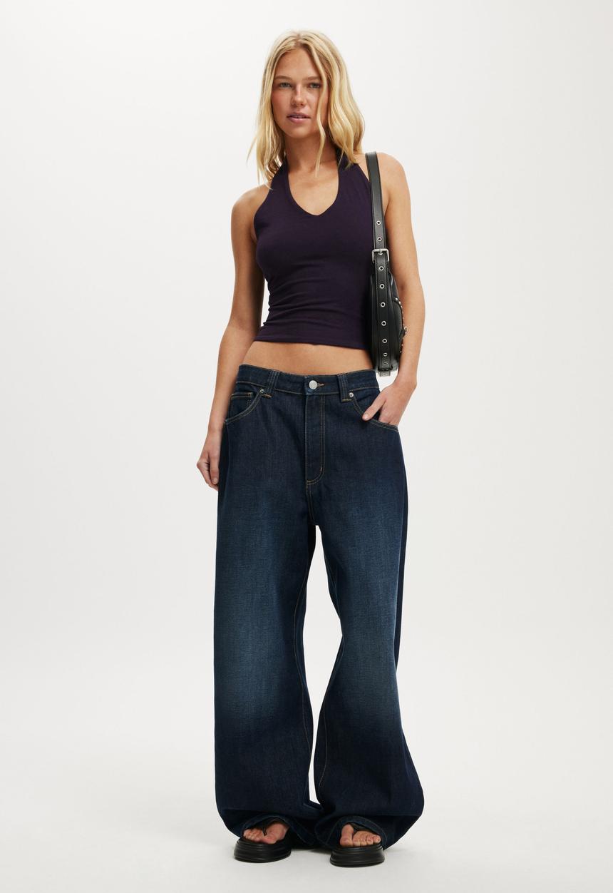 Cotton On - All day v neck halter - velvet currant