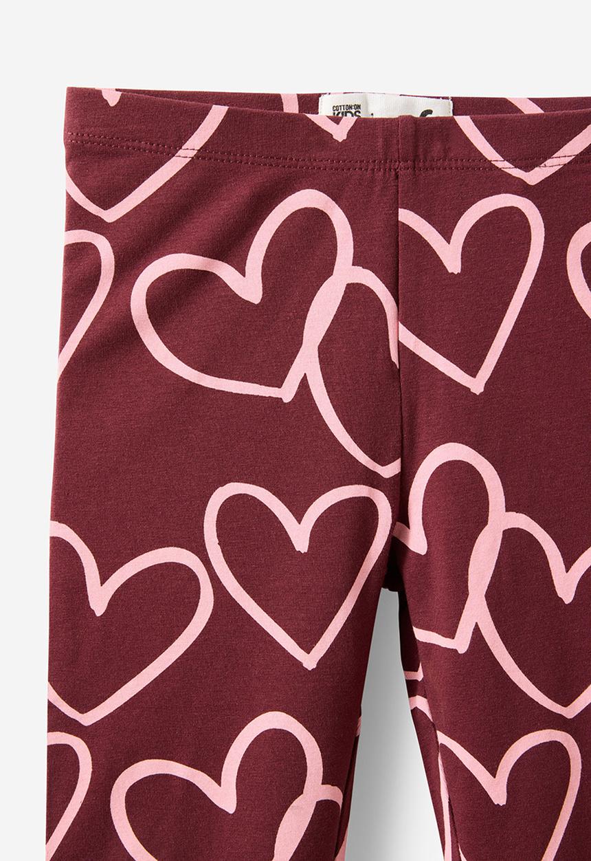 Cotton On - Huggie Tights - Bordeaux/Marshmallow Heart