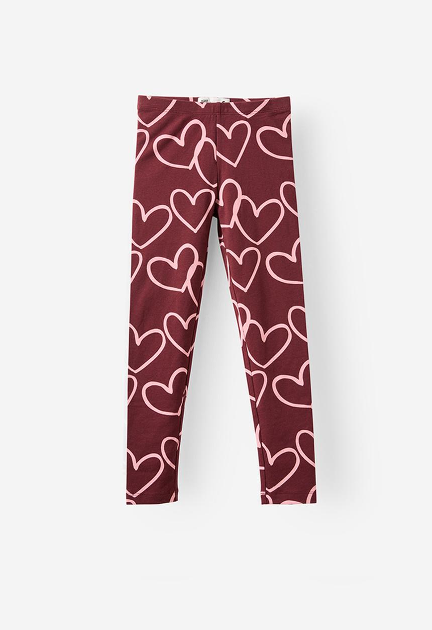 Cotton On - Huggie Tights - Bordeaux/Marshmallow Heart