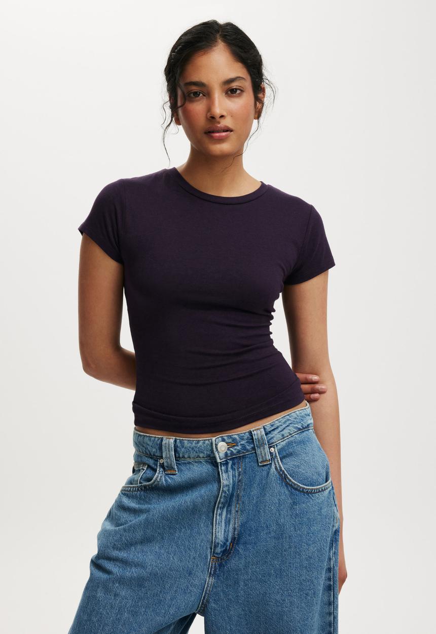 Cotton On - All day crew tee - velvet currant