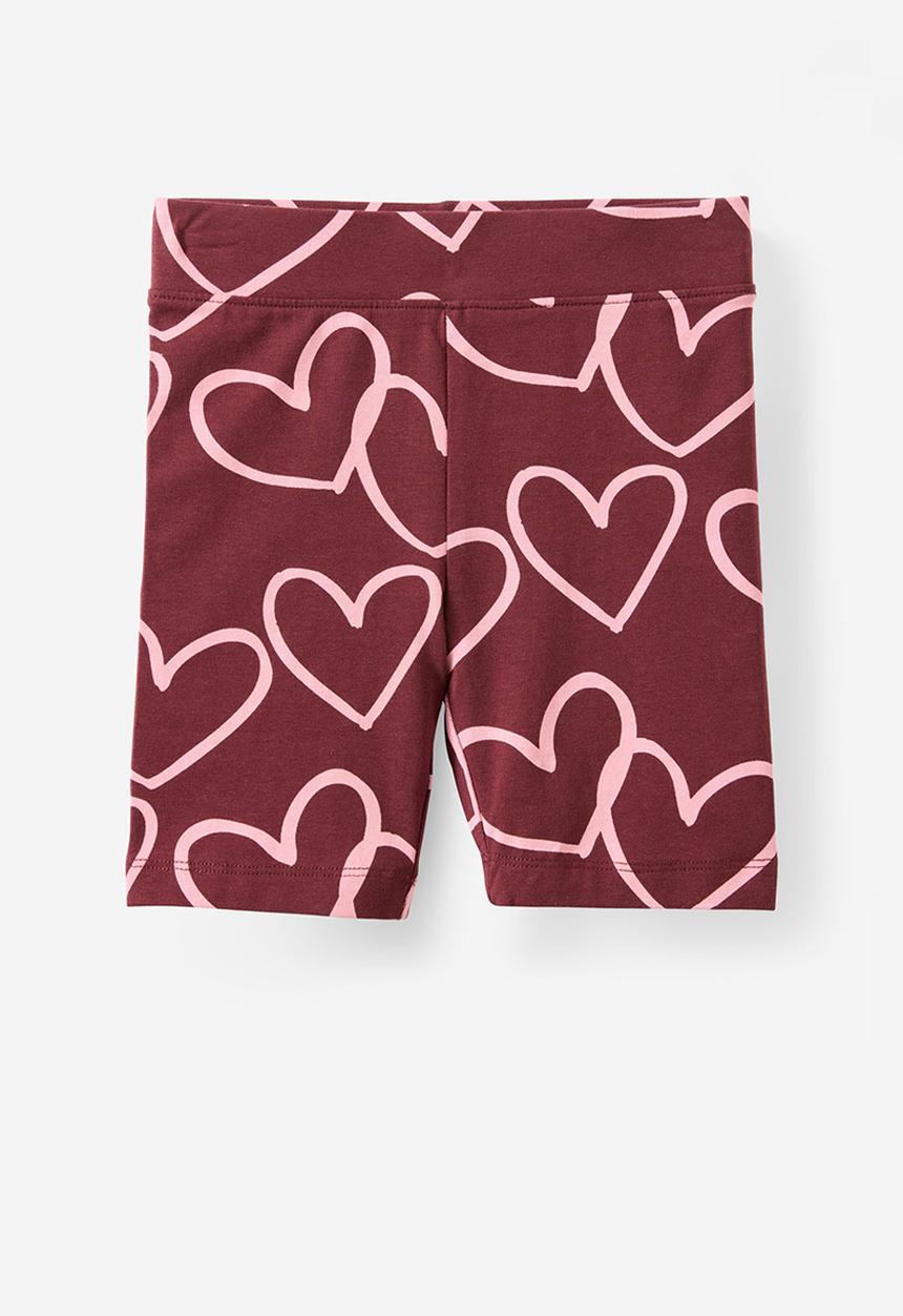 Cotton On - Hailey Bike Short - Bordeaux/Marshmallow Heart