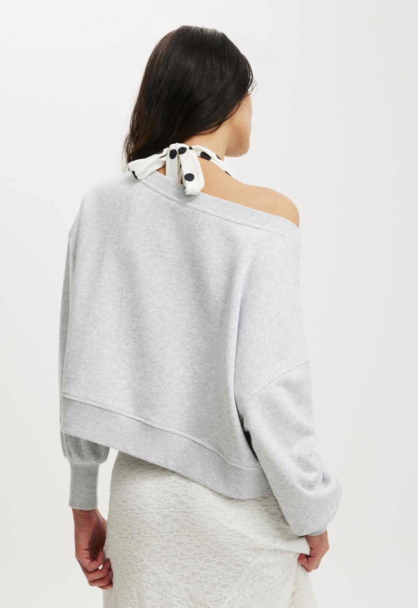 Cotton On - Off shoulder sweatshirt - soft grey marle
