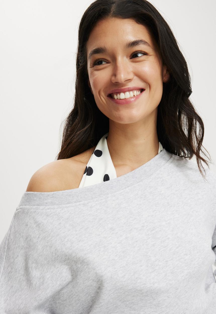 Cotton On - Off shoulder sweatshirt - soft grey marle