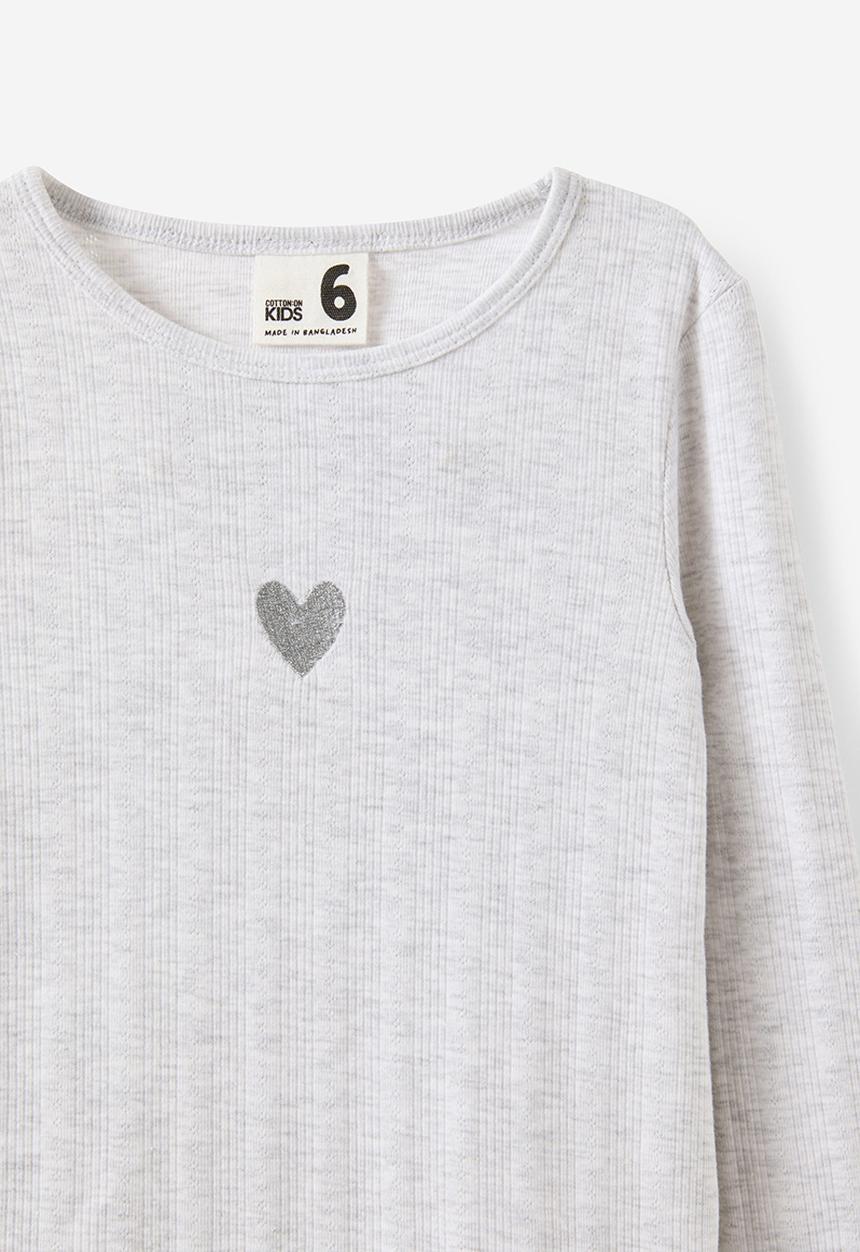 Cotton On - Jade Crew - Snow Marle/Heart