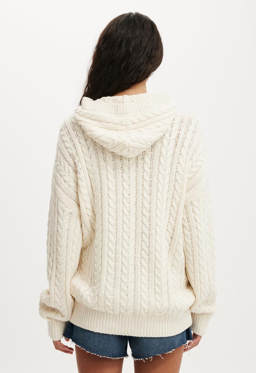 Cotton On - Oversized cable hoody - porcelain