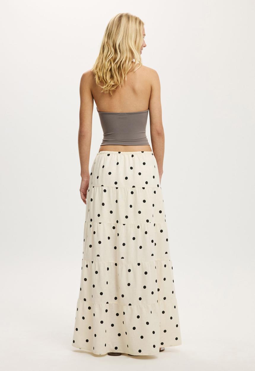 Cotton On - Haven multi tiered maxi skirt - sami polka dot gardenia