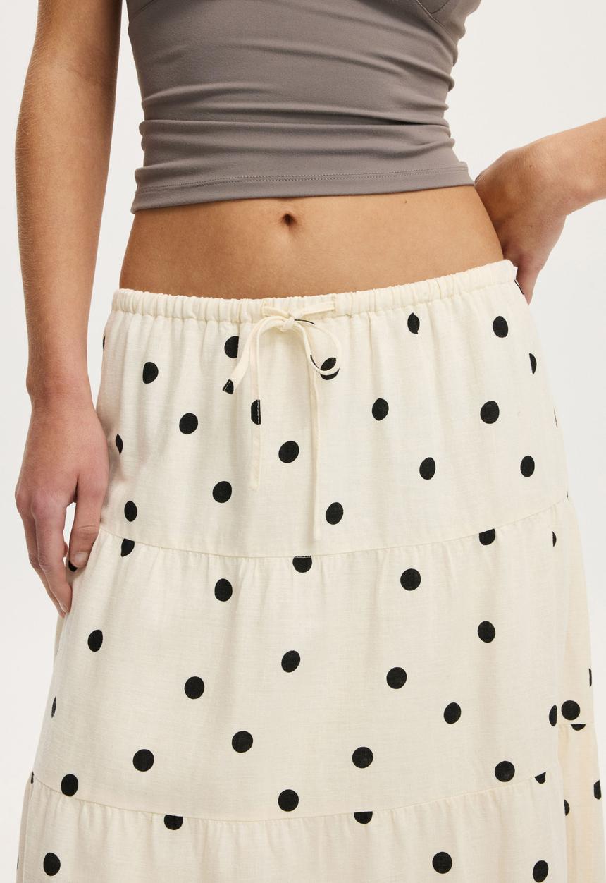 Cotton On - Haven multi tiered maxi skirt - sami polka dot gardenia