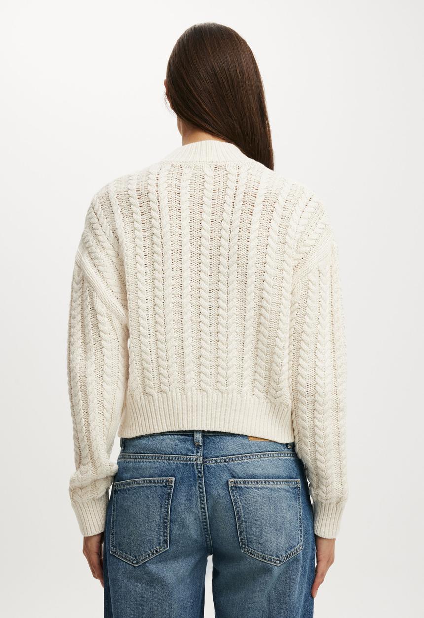 Cotton On - Boxy Mock Neck Knit Sweater - porcelain