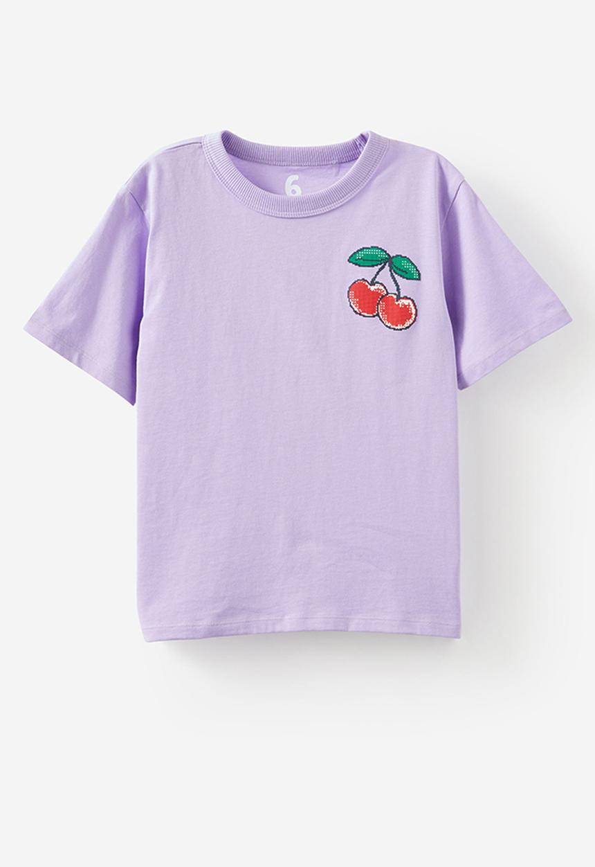 Cotton On - Poppy Oversize Graphic Print Tee - Lilac Mood/Sweet Cherry