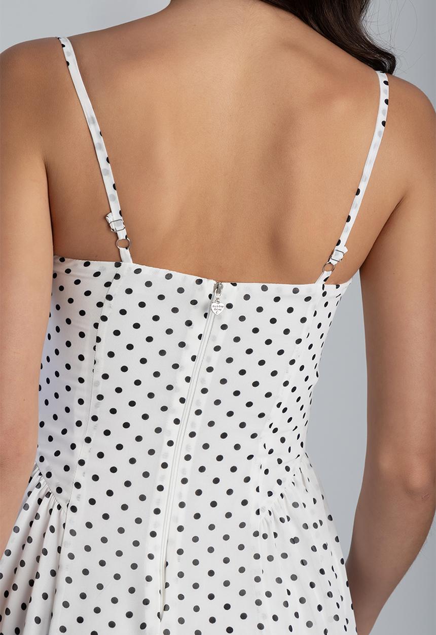 SISSY BOY - One Of A Kind Midi Dress With An Underbust Cutline And Gauging - Off White