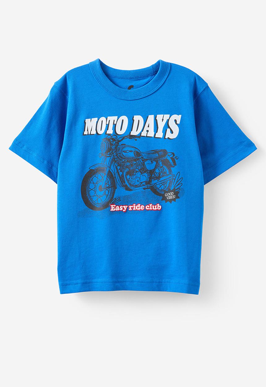 Cotton On - Jonny Short Sleeve Graphic Print Tee - Harbour Blue/Moto Days